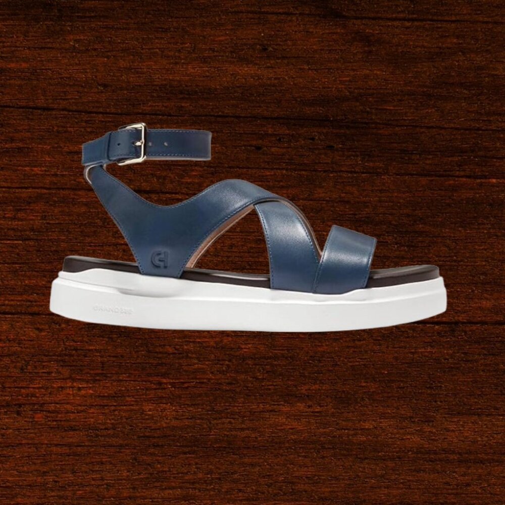 Cole Haan womens Grandpro Rally Castine Sandle Size 6 Blue With White Sole - Picture 3 of 10
